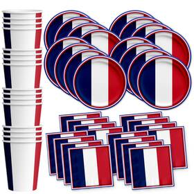 Birthday Galore France1 France French Flag Party Supplies Set Plates Napkins Cups Tableware