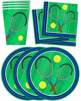 Lysb01dd7lu1o-toys Birthday Galore Tennis Party Supplies Set Plates Napkins Cups Tableware Kit For 16