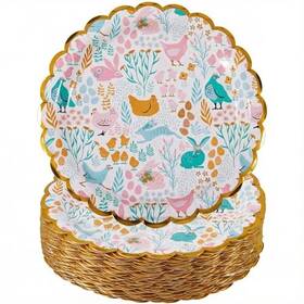 Biso Ep002 Easter Paper Plates Bulk 50 Pcs 9 In Dinner Disposable Heavy-duty For
