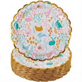 Ep002 Biso Easter Paper Plates Bulk 50 Pcs 9 In Dinner Disposable Heavy-duty For
