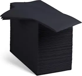 Bloomingoods 810067640091 100 Linen-feel Black Paper Napkins - Decorative 12 X 17 Inches
