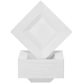 Bloomingoods 810067643054 Plastic Disposable Square Soup Bowls 50pack 14 Oz. White Ideal