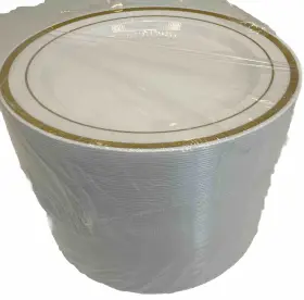Bg-dpp7-wgr Bloomingoods Bg-dpp7-wgr/100 Gold Rimmed Plastic Plates 100 Pack 7.5 Inch Heavyweight Whit X
