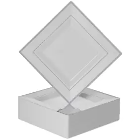 Bg-dppq7-wsr Bloomingoods Bg-dppq7-wsr/50 Plastic Disposable Square 6.5 Inch Dessert White Silver Rim