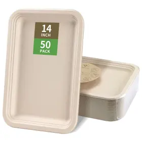 Bloomoon 791348487027 50 Pack 14 Inch Disposable Food Trays Large Paper Plates