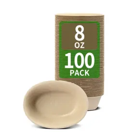 Bloomoon 797430141747 100 Pack 8 Oz Oval Disposable Bowls For Large Condiment Sauce Dipp Inch