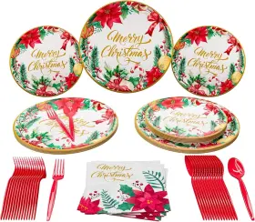 Blue Orchards 810022672372 Christmas Party Standard Pack 100 Pieces For 16 Guests - Supplies Decorations