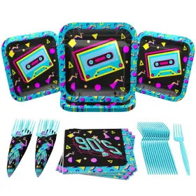Blue Orchards 810022676707 90s Value Party Supplies Pack 60 Pieces For 16 Guests - 90