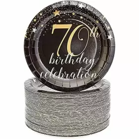 Blue Panda 194425008939 80-pack 70th Birthday Party Plates 7 In