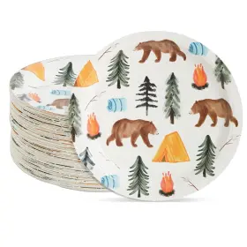 Blue Panda 194425194632 Camping Plates For 1st Birthday Party Decorations Happy Camper 7 In 80 Pack