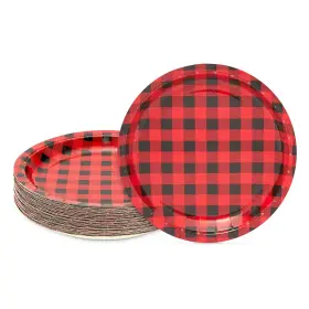 Blue Panda 194425202634 48 Pack Buffalo Plaid Paper Plates For Lumberjack Birthday Party Supplies Ta