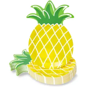 Blue Panda 194425208964 Yellow Pineapple Paper Plates For Party Supplies Hawaiian Themed Parties Or