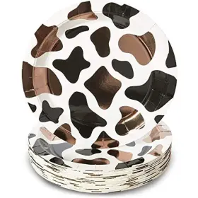 Blue Panda 194425307407 48 Pack Cow Print Paper Plates For Barnyard Birthday Party Supplies Farm Ani