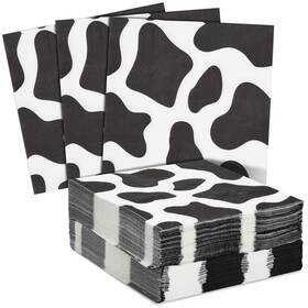 Blue Panda 194425307421 100 Pack Cow Print Napkins Farm Animal Party Supplies 6.5x6.5 2 Ply