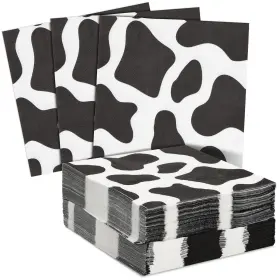 Blue Panda 194425307421 100 Pack Cow Print Napkins Farm Animal Party Supplies 6.5x6.5 2 Ply