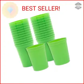 Blue Panda 194425388826 24 Pack Green Plastic Stadium Cups - Bulk Reusable Tumblers For All O