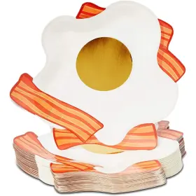 Blue Panda 194425400672 Fried Eggs And Bacon Paper Plates For Breakfast Party Brunch 9 In 48 Pack