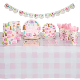 Blue Panda 194425480117 183 Piece Girls One Happy Camper Birthday Party Supplies With Plates Napkins