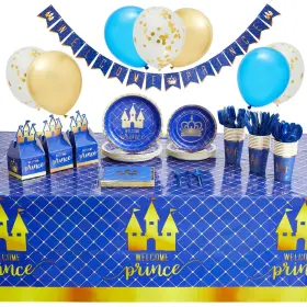 Blue Panda 194425482067 219-piece Royal Prince Baby Shower Decorations For Boys Party Supplies