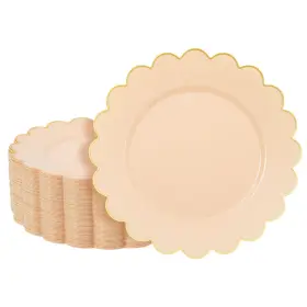 Blue Panda 194425482166 50 Pack Ivory Pink Plastic Plates For Party 9 Inch Disposable Supp