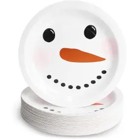 Blue Panda 194425492332 Snowman Paper Plates For Holiday Christmas Party 9 In 48 Pack