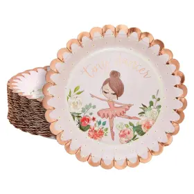 Blue Panda 194425577237 48 Pack Pink Tiny Dancer Ballerina Plates With Scalloped Foil Edges For Girlft