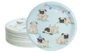 39146 Blue Panda 80-pack Disposable Paper Pug Plates For Lunch Dinner 9 Inches 39146 Blue Panda 80-pack Disposable Paper Pug Plates For Lunch Dinner 9 Inches