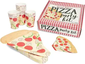 Blue Panda 445030271281 Pizza Party Supplies Kit Includes Plates Napkins And Cups Serves