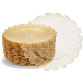 82347965 Blue Panda 50-pack Gold Plastic Plates - Glitter With Scalloped