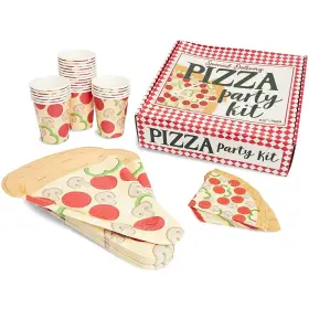 Blue Panda 843128103181 Pizza Party Supplies Kit Includes Plates Napkins And Cups Serves 24 Guests
