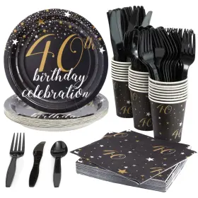 Blue Panda 843128115986 144 Piece 40th Birthday Party Supplies Set For Men Women Serves 24 Paper