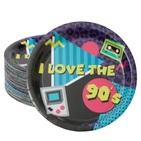 Blue Panda 843128118420 80 Pack I Love The 90s Paper Plates For 1990s Hip Hop Birthday Party Decorati