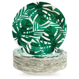 Blue Panda 843128118604 80-pack Tropical Paper Plates Disposable 9 Inch Green Leaf Design F