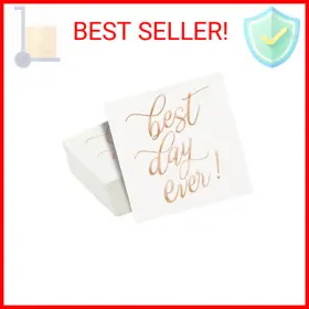Blue Panda 843128121598 50-pack Best Day Ever Napkins - Disposable For Wedding Recept