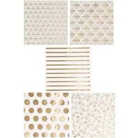 Blue Panda 843128121710 100 Pack White And Gold Paper Napkins - Disposable Cocktail For Weddi
