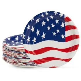 Blue Panda 843128123721 80 Pack 4th Of July Plates 9 Inch Patriotic Dinnerware Tableware For Bbq Amer