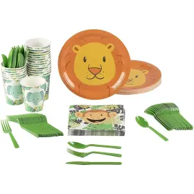 Blue Panda 843128126340 Animal Party Supplies - Serves 24 Includes Plates Knives Spoons Forks