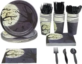 Blue Panda 843128143965 Disposable Paper Plates Dinnerware Set - 9-inch Black
