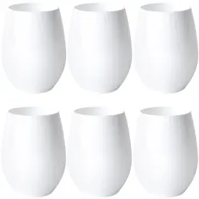 3237 Blue Sky Stemless Goblets White Set Of 6-12 Oz Disposable Plastic Cups For