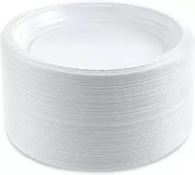 Blue Sky 445040551588 100 Count Disposable Plastic Plates 6-inch White