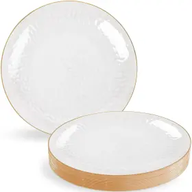 Blue Sky 729940030563 Organic Clear Hammered Plates With Gold Rim Combo 32 Count 7 Inch - 16 And