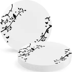Blue Sky 729940031676 Spring Collection Black Plastic Disposable Plates Pack Of 10 - Inch Elegant