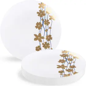 Blue Sky 729940033847 Vine Collection White With And Gold Floral Design Plates -10 Inch 10-pack -