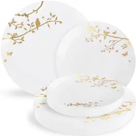 Blue Sky 729940033915 Spring Collection White With Gold Floral Design Combo Plate Set - 7.5 Inch 16