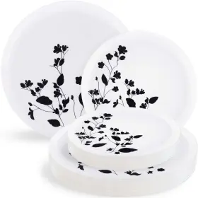 Blue Sky 729940037036 Garden Collection White With Black Design Combo Plate Set - 8.6 Inch 10