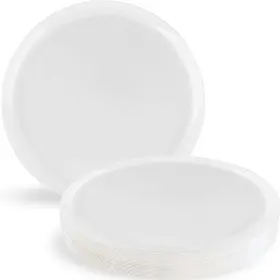 Blue Sky 729940037388 Edge White Disposable Plastic Plates 10.6 Inch Round 10 Count -elegant And Stur