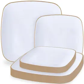 Blue Sky 729940037562 Organic White Square Plates Combo 32 Count Premium Plastic