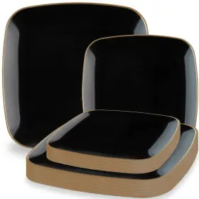 Blue Sky 729940037616 Organic Black Square Plates Combo 32 Count Premium Plastic 7.25 Inch
