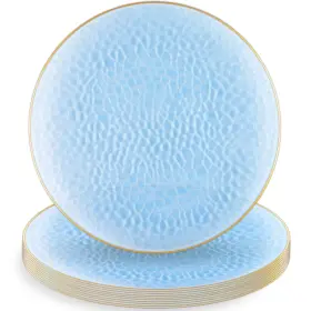Blue Sky 729940040142 Organic Hammered Gold Rim Plates - 10 Count Inch Round Disposable Plas