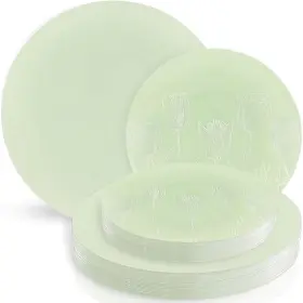 Blue Sky 729940040371 Tulip Organic Mint Green/white Combo Plates - 32 Count 7.5 Inch And 10 Pack